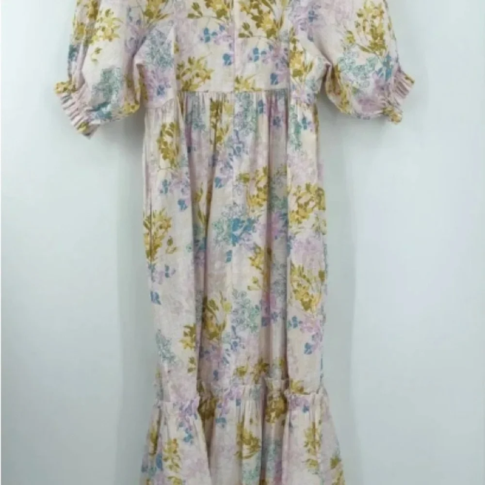 B44 Hunter Bell Palmer Maxi Dress Floral Puff Sleeve Flowy Garden Party - Picture 9 of 12